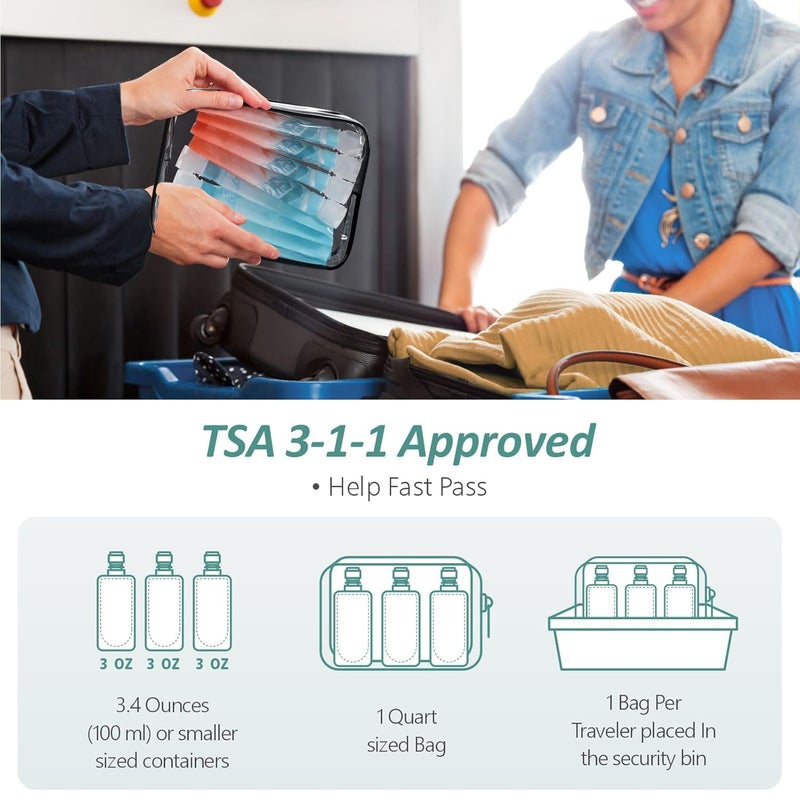 Packism Travel Containers for Toiletries - 15 Pack Leak Proof 3oz TSA Approved Travel Pouches, Stand Up, Slim & Lightweight Design, Space Saving, Pack More Shampoo Conditioner Lotion Body Wash - Image 2